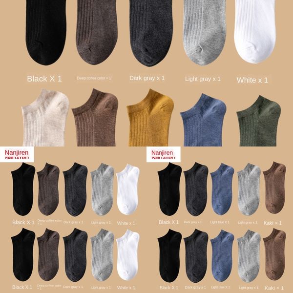 

nan jiren antarctic men's smoking clause color spinning boat sockscotton four seasons leisure boat socks men's cotton socks gift b, Black