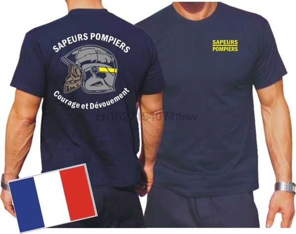 

t-shirt (navy bleu marine) sapeurs pompiers casque - courage et devouement - mar sport hooded sweatshirt hoodie