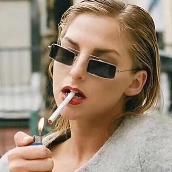 

new small rectangle sunglasses women men metal frame square sun glasses for female vintage uv400 shades lunette de soleil femme, White;black