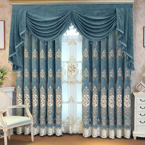 

curtain & drapes european-style chenille embroidery shade curtains for living dining room bedroom.