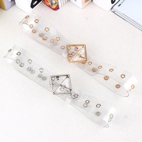 

fashion transparent women belt square metal pin buckle wide waist belts waistband girls harajuku invisible clear jeans belt, Black;brown