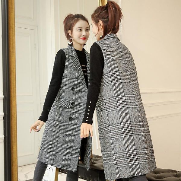 

plus size xxxl long plaid blazers outwear fashion women office blazer coat casual 3 buttons blazer jacket female chemise slim, White;black