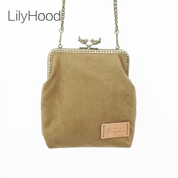 

lilyhood 2020 handmade faux suede leather shoulder bag nubuck simple retro victorian shabby chic small cell phone messenger bag
