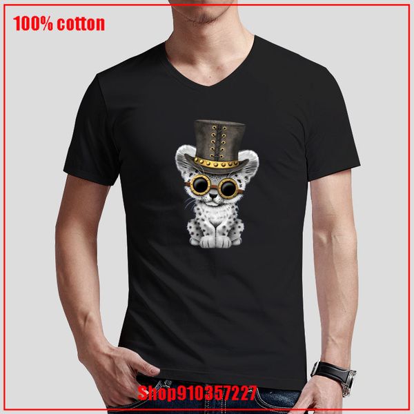 

steampunk snow leopard cub color diversified couple cozy and breathable stylish simple 180 gsm combed sport hooded sweatshirt hoodie t shirt