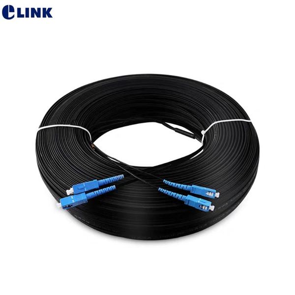

fiber optic equipment 150m sc/upc 2 cores outdoor drop patch cord single mode ftth jumper g652d lead cable 3 steel 150mtr