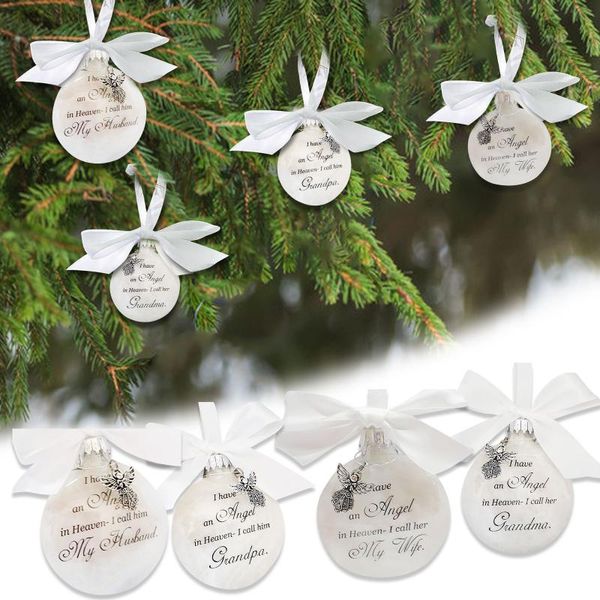 

feather ball angel in memorial ornament hanging sign commemorative decorations 2020 mom dad family memorial 2021 new year party