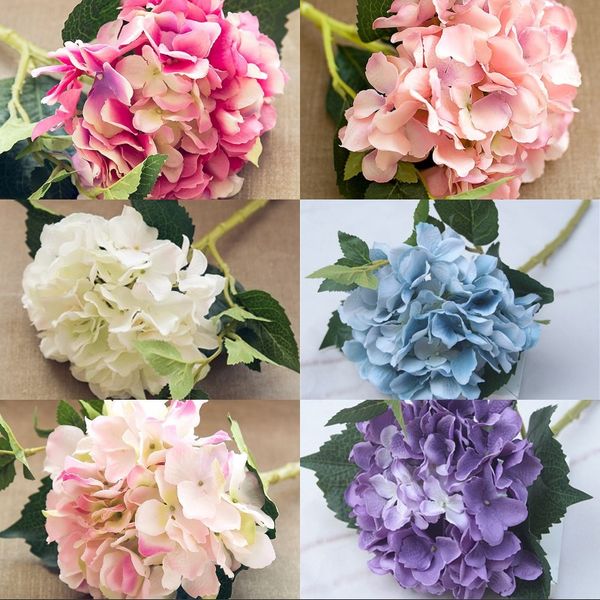 

46см искусственные цветы гортензии свадебные украшения real сенсорный рождественский цветок шелкового 6 цветов главная мебель цветы стеновые