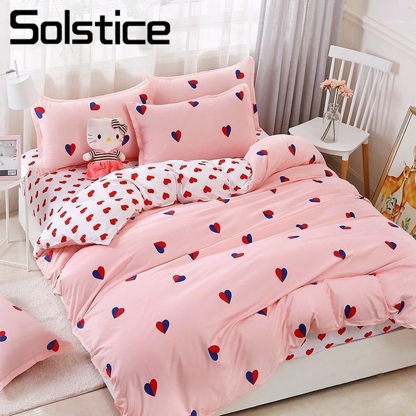

solstice home textile twin  king bedding set pink heart love girl teen woman bed linens duvet cover sheet pillow case1