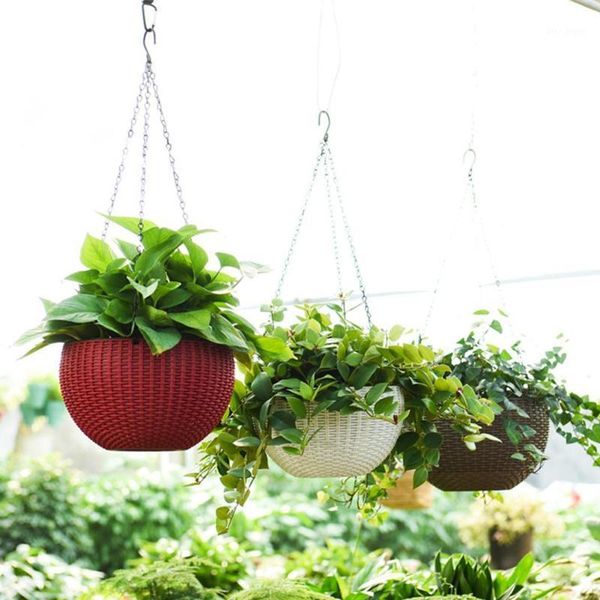 

wall hanging artificial wicker flower basket pot planter home storage container1