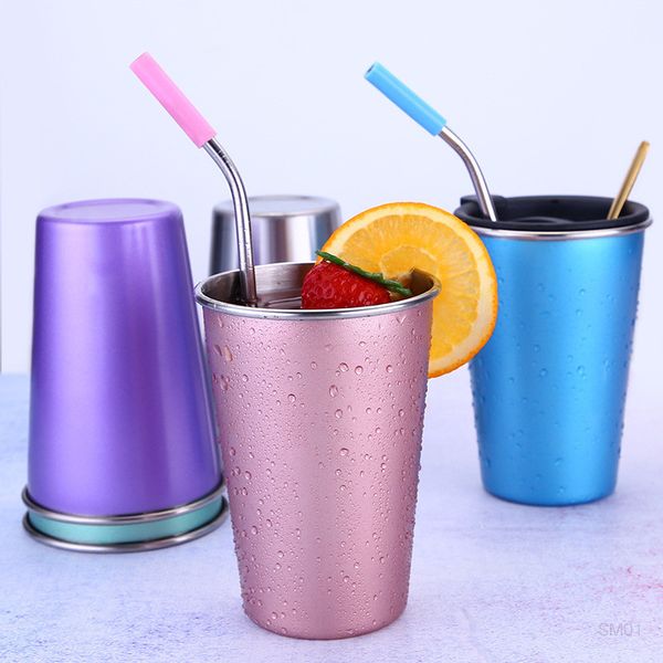 

500ml reusable tumbler stainless steel coffee mugs outdoor camping party travel mug drinking juice tea beer cups