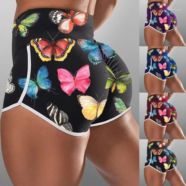 

yoga outfits women fitness shorts butterfly workout scrunch booty gym ladies high waist sports casual1, White;red