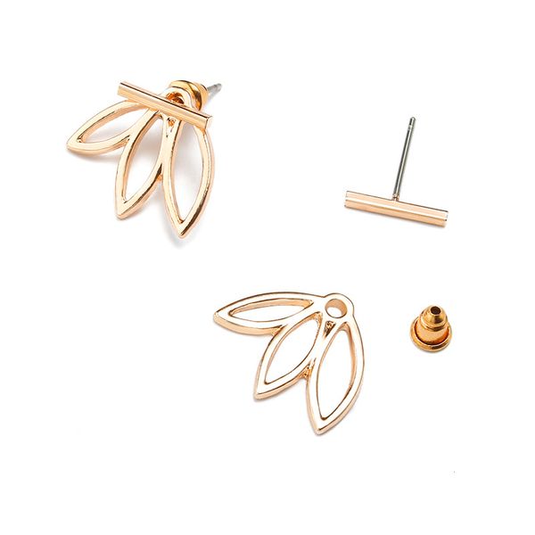 

simple stud earrings brincos pierced lady brincos lotus earrings, Golden;silver