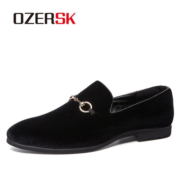 

ozersk 2020 new big size men slip on black suede loafers mens italian designer shoes 38~48 t200610