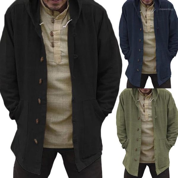 

vintage plus size men solid color line long sleeve hooded coat loose outwear 2019 new selling explosions slim1, Black;brown