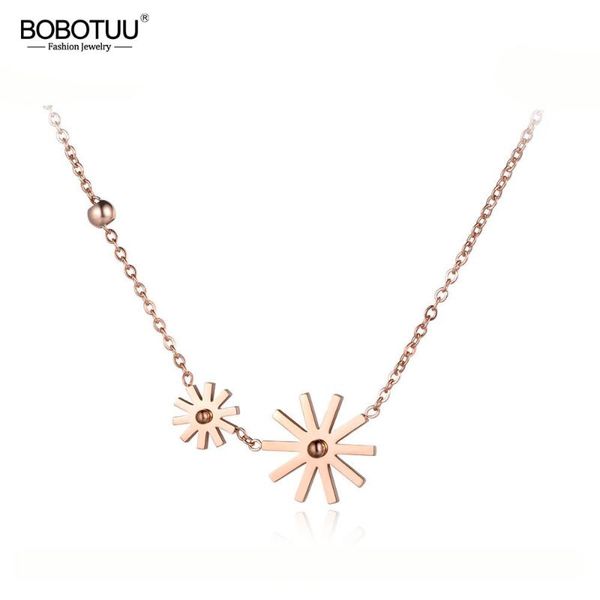 

bobotuu cute титан из нержавеющей стали двойной ромашки choker ожерелье ювелирной прекрасного кулона ожерелье цепь для девочек bn19065, Golden;silver