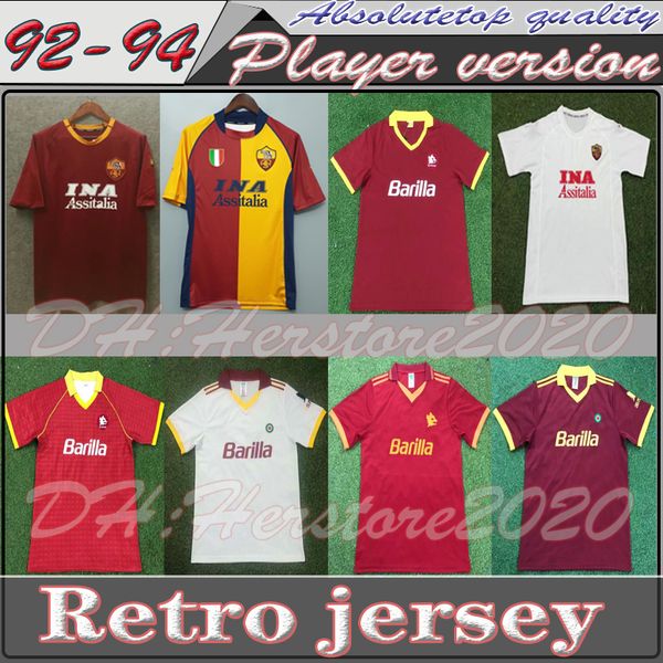 

1990 1991 1992 1994 1995 retro roma jersey totti giannini soccer jersey 92 94 95 96 as rome classic commemorate collection maglia da calcio, Black;yellow