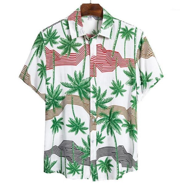 

quality beach shirt men short sleeve hawaiian shirt casual summer floral print men blouse loose surfing chemise homme1, White;black