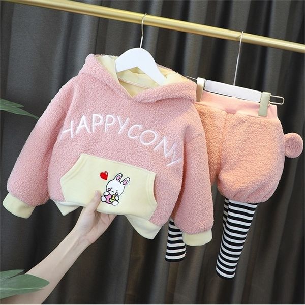 

baby girls christmas autumn warm hooded sweatshirt + pants 2pcs infant kids children sports suit velvet toddler clothes c1016, White