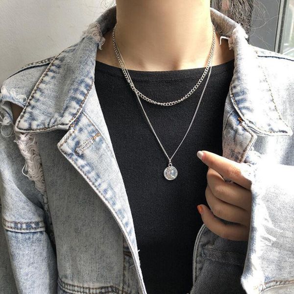 

gold color choker necklace for women 2 layers cute head coin pendant chain necklaces & pendants velvet chokers fashion jewelry, Golden;silver