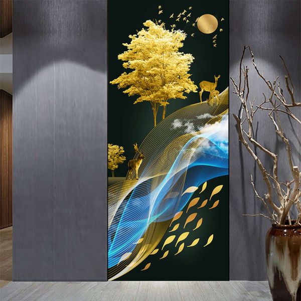 

under the moon, elk, fairy deer, moon gate, bedroom, bathroom door decoration, self adhive, removable pvc home decoration