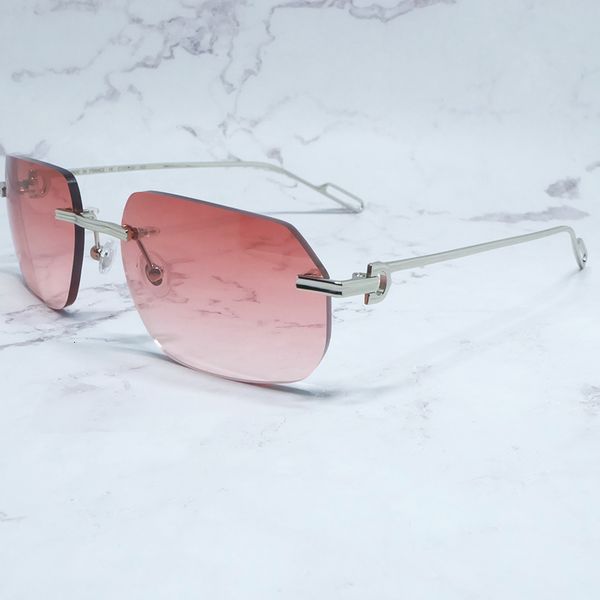 

2021 new rimless eyeglasses fashion transparent eyewear desinger clear gold frame espejuelos mujer sun glasses for women 26tr, White;black