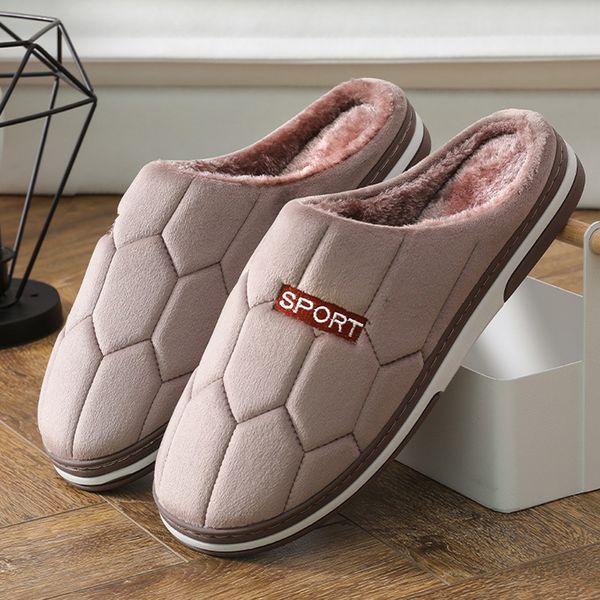 

home slippers men extra large size 46 -50 plush slippers massage comfy indoor shoes fashion gingham male slippers soft platform 201103, Black