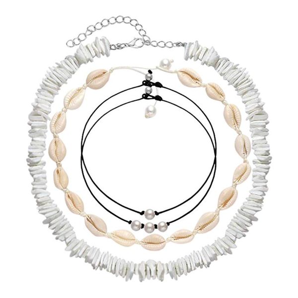 

chains fashion shell pearl choker necklace for women hawaiian sea shells vintage bohemian cadenas mujer 2021, Silver
