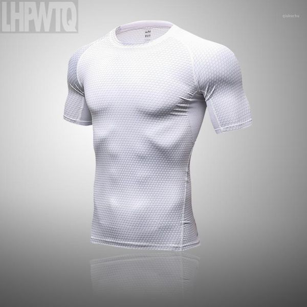 

men quick dry sports t-shirt bodybuilding sports t-shirt men's short sleeve gym fitness fitted1, White;black