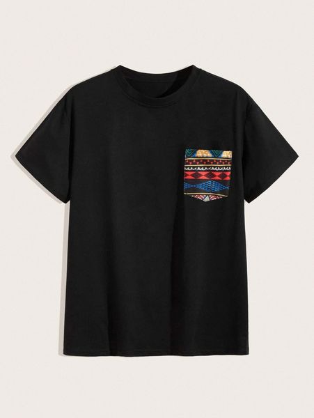 

men geo print pocket tee x1x2#, White;black