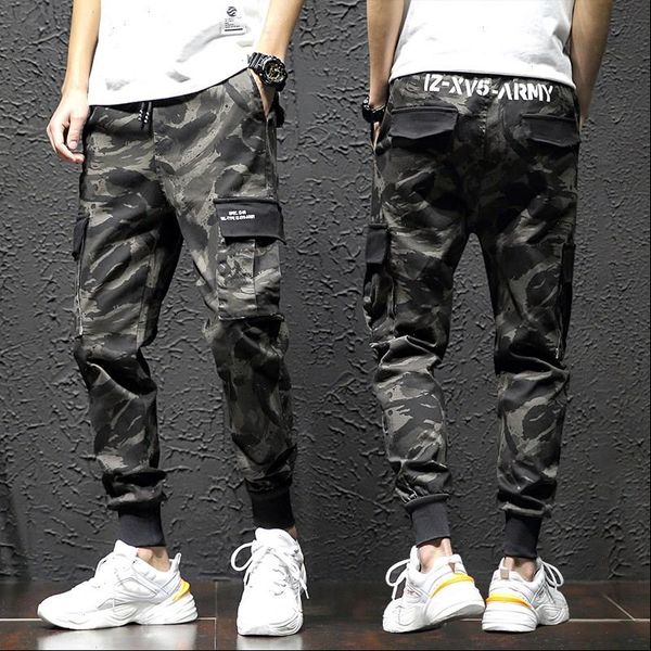 

2021 military camouflage trousers jogging pants mens hip hop pants camouflage pants drop shipping good quality, Black