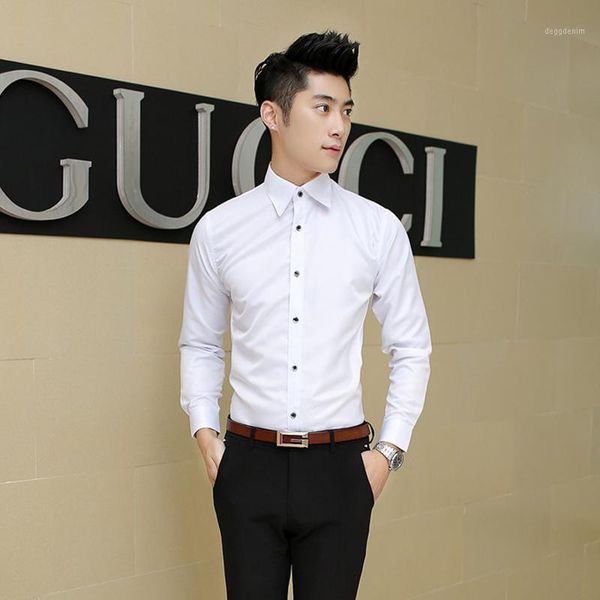 

men's casual shirts tg6098 wholesale 2021 men long sleeve shirt no-iron white business cultivate one's morality1, White;black