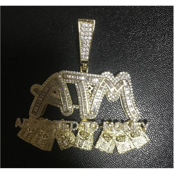 

iced out addicted to money pendant gold silver plated micro paved cubic zircon mens hip jllnfv home003