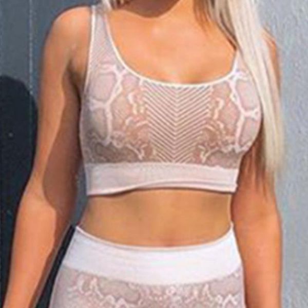 

snake print strap sports bra with pad high impact push up seamless crop women fitness gym workout yoga bra sport wear, White;black