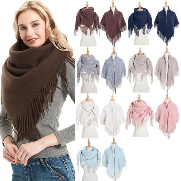 

scarves 40#solid winter scarf women men fashion soft colorful casual square tassel shawl foulard femme1, Blue;gray