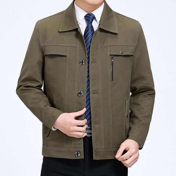 

2021 new big size men's jacket, autumn, with buttons, middle-aged man, classical, casual, spring d03h, Black;brown