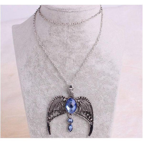 

pendant necklace blue crtstal wings pendant necklace vintage necklaces wholesale shipping uv9lw 1yb3f, Silver
