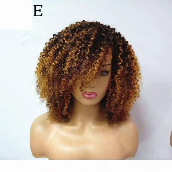 

density afro kinky curly ombre 1b 30 13x6 lace front human hair wigs pre plucked lace frontal wig for women remy black hair