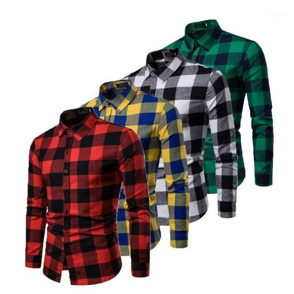 

men's casual shirts men 2021 spring autumn long sleeve flannel plaid shirt office style business shirts1, White;black