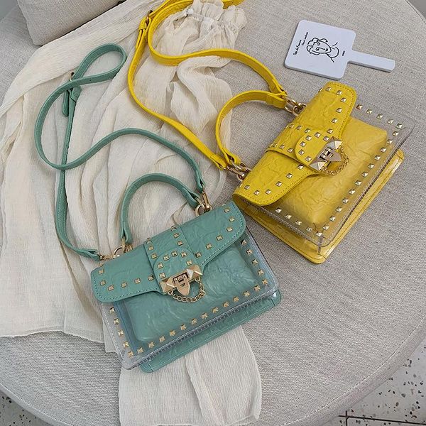 

casmor rivet women handbag 2020 mini messenger bag for ladies luxury small clear transparent shoulder crossbody bag female