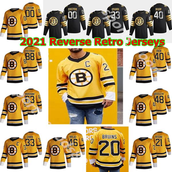 

boston bruins 2021 reverse retro jersey 88 david pastrnak 37 patrice bergeron 63 brad marchand 74 jake debrusk hockey jerseys custom, Black;red