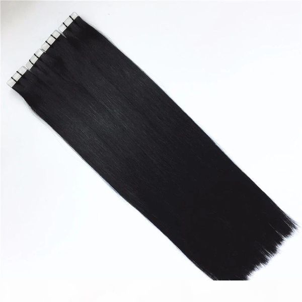 

full cuticle aligned human remy tape hair extensions 2.5g pcs 40pcs pack russian human hair extension tape hair, Black