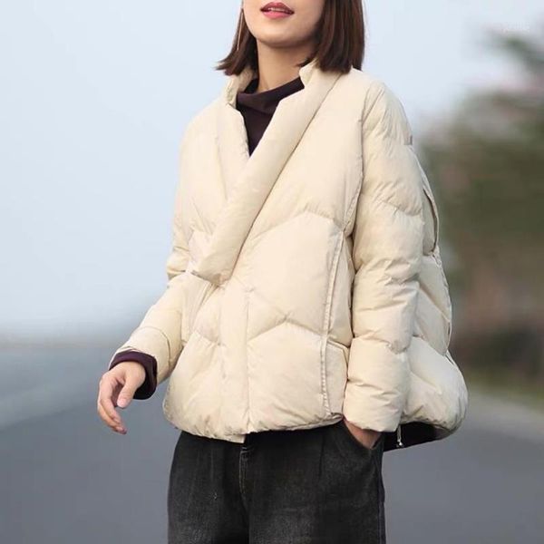 

retro stand collar down warm parkas coat winter fashion brand thick warm down jacket female bread style fluffy jacket f8071, Black