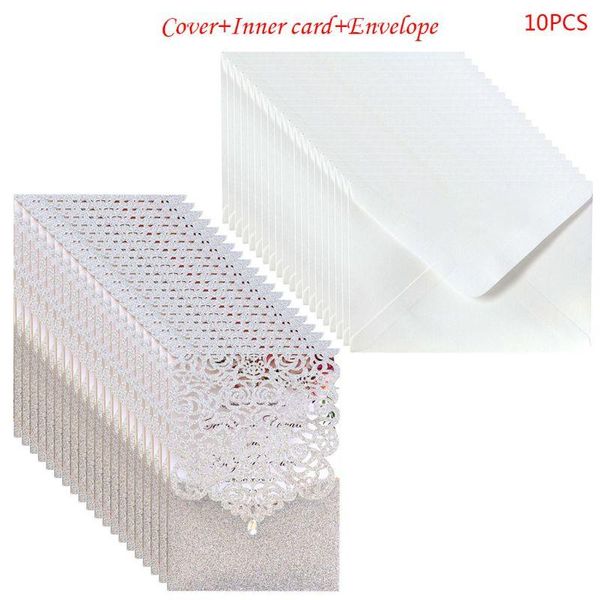

10pcs cut glitte rose invitations card with rhinestone kits wedding party 875a