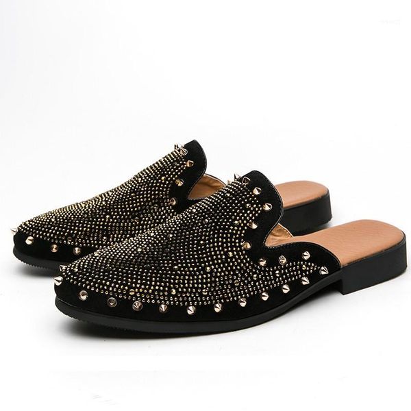 

slippers tide bar dj dancer men shoes super fashion designer leather loafers outdoor walking flats light hombre zapatos1, Black