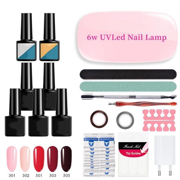 

professional nail starter kit 6w led with uv nail light polish gel quick extension enhancement kit manicure tool