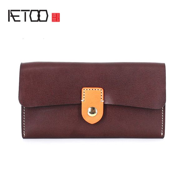 

hbp aetoo planting leather long wallet, female tree bark retro buckle zero wallet, hit color driver's license card bag, Red;blue