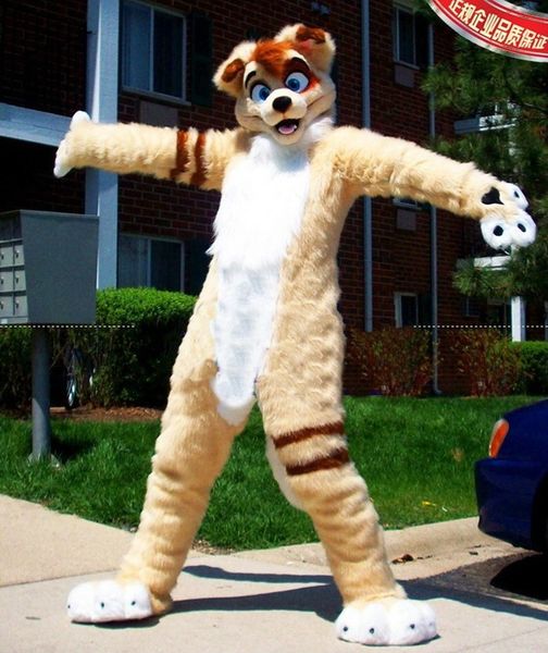 

mascot costumesplush fur khaki wolf dog simulation husky mascot costumes can be washed with water eva material helmet luxury, Red;yellow