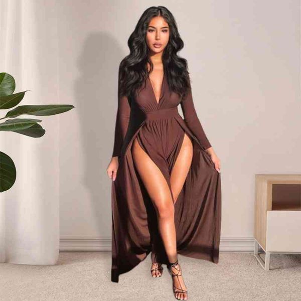 

autumn women high side slit bodycon maxi dress long sleeve pencil bandage night club v-neck long dresses, Black;gray