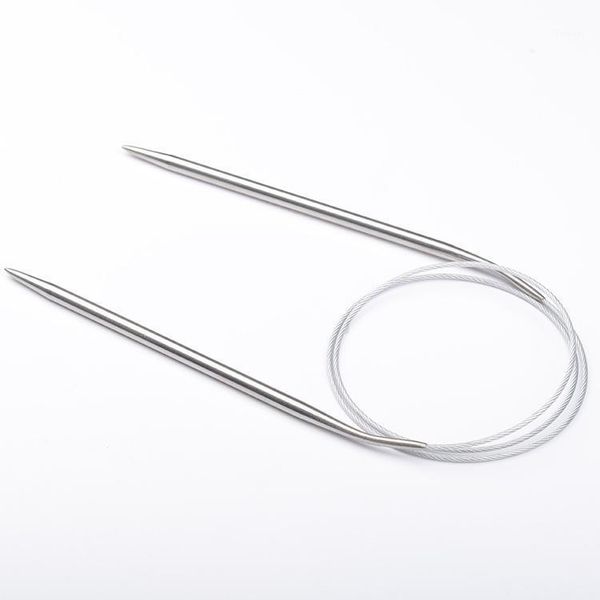 

43/60/80cm sweater knitting needle stainless steel ring needle weaving circular knitting needlework kits diy knitted tool1, Black