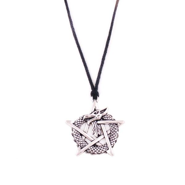 

pendant necklaces rope chain amazing design dragon and pentacle to protect your safe with magick amulet cool necklace jewelry provide drop, Silver